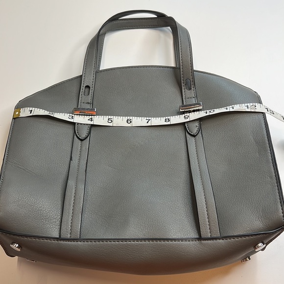 INC International Concepts Gray Haili Satchel Leather Hand Bag w/ Shoulder Strap - Picture 6 of 7